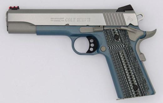 colt 1911 competition, 9mm, 5" barrel, 9 round, blue g10 w/logo grip stainless steel