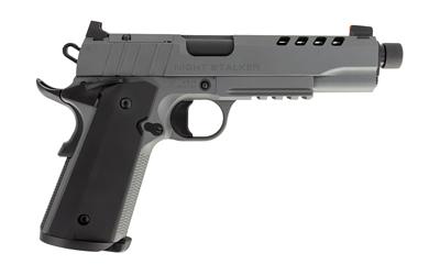 tisas, 1911 night stalker sf, semi automatic, 9mm, 5.5" threaded barrel, platinum gray cerakote finish, fixed sights, optic cut, ambidextrous, 8...