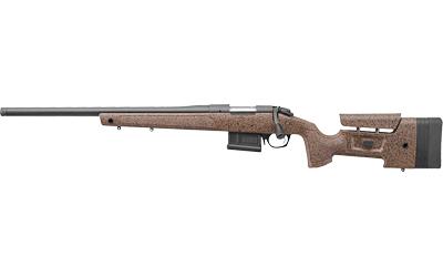 bergara, b-14 series hmr, bolt action rifle, 7mm prc, 24" barrel, threaded 5/8-24, cerakote finish, black, black/tan hmr synthetic stock with cheek...