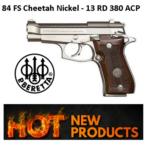 Beretta 84FS Cheetah Nickel 13 Rounds Semi Automatic Handgun .380 ACP 3.8" Barrel Wood Grip Nickel Finish
