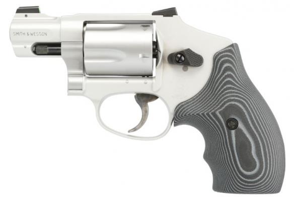 smith & wesson, model 642, revolver, 38 special, 1.875" barrel, stainless finish, night sights, black and gray vz g10 grips, 5 round capacity