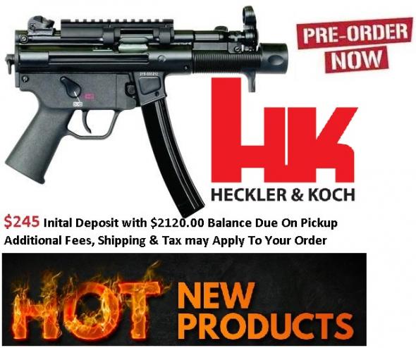$245 INITAL DEPOSIT: H&K hk SP5K Package (MP5 / SP89 Type) 9mm 4.53 Inch Barrel Front Diopter Sight Picatinny Top Rail Bungee Sling 30 Round