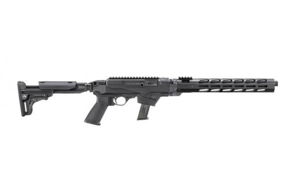 ruger, pc carbine, 9mm, 16.12" cold hammer forged fluted barrel, threaded 1/2x28, anodized finish, black, folding adjustable stock, m-lok handguard,...
