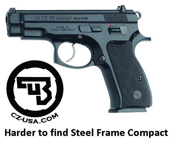 CZ 75 Steel Frame Compact 9mm Luger 3.7 Inch Barrel Black Polycoat Finish 14 Round