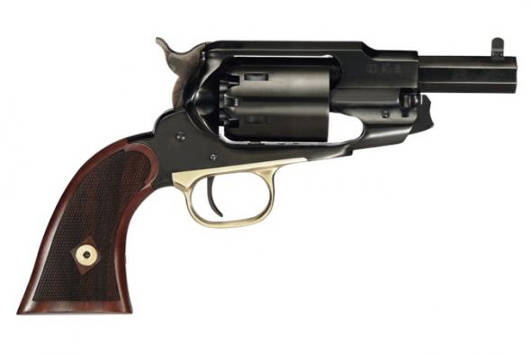 taylors and company, 1858 ace, 44 blackpower, 3" barrel, black finish, wood grips, 6 rounds