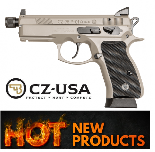 CZ 75 P-01 Omega Suppressor Ready Compact, 9MM, 3.7" Cold Hammer Forged Threaded Barrel, Alloy Frame, Urban Grey Finish, Night Sights, Swappable Safety/Decocker, 14 Rounds