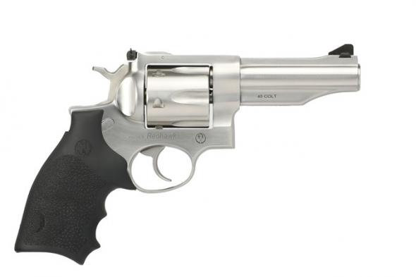 ruger, redhawk, 45 long colt, 4" barrel, stainless finish, hogue black grips, 6 rounds