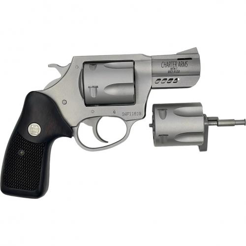 charter arms, mag pug combo, 357 magnum, 2" barrel, stainless finish, black grips, 6 rounds