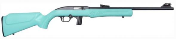 rossi, rs22, semi automatic, 22 long rifle, 18" barrel, black finish, teal synthetic stock, right hand, 10 round capacity