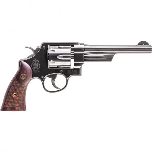smith & wesson, model 20, 357 magnum, 6" barrel, blued finish, wood grips, 6 rounds