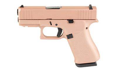 glock, g43x, semi-automatic, striker fired, sub-compact, 9mm, 3.41", rose gold, 10 rounds, 2 magazines, fixed sights, polymer, skydas cerakote