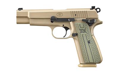 fn america, high power, semi-automatic, single action only, full size, 9mm, 4.7" barrel, pvd finish, flat dark earth, olive g10 grips, 17 rounds, 2...