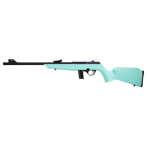 (sale) rossi, rb22, bolt action rifle, 22lr, 16" barrel, blued finish, black, cyan synthetic stock, compact, adjustable fiber optic sights, 10 rounds