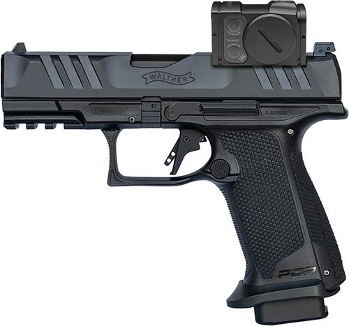 walther pdp f-series pro, 9mm, 4" barrel, optics ready, w/aimpoint acro p-2 red dot, black, (3 )10-rd