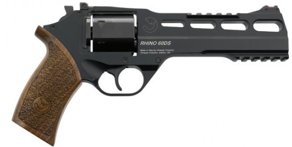 chiappa firearms, rhino 60ds, 10mm, 6" barrel, fiber optic front sight, black, walnut, 3 moon clips, 6-rd