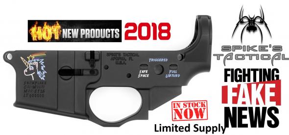 Spike's Hand Colored " SNOWFLAKE " Stripped Lower, Semi-automatic, 223 Rem/556NATO, Black, Color Filled