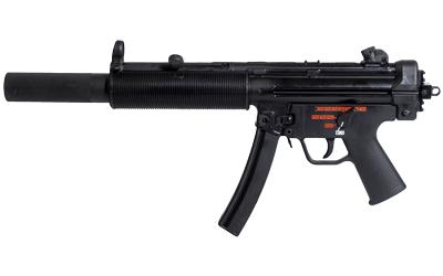 century arms, ap5-sd, semi-automatic pistol, 9mm, 5.75" 3 lug barrel, threaded 1/2x28, black finish, removable faux suppressor, manual safety, fixed...