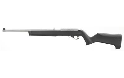 ruger, 10/22, semi-automatic rifle, 22 lr, 18.5" cold hammer forged barrel, satin finish, silver, black magpul moe x-22 stock, adjustable rear sight,...