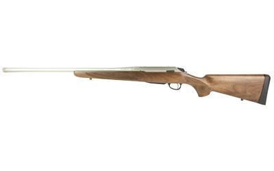 tikka, t3x hunter stainless, bolt action rifle, 6.5 creedmoor, 22" barrel, 5/8x24 threaded, wood stock, stainless steel, silver, 3 rounds, 1 magazine