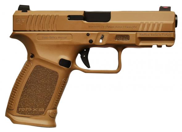 gforce arms rpx9, 9mm, 4" barrel, glock fo sights, fde, (2) 15-rd