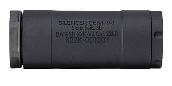 banish suppressors, banish 22k-v2, 22 long rifle, black titanium construction, 1/x28 direct thread