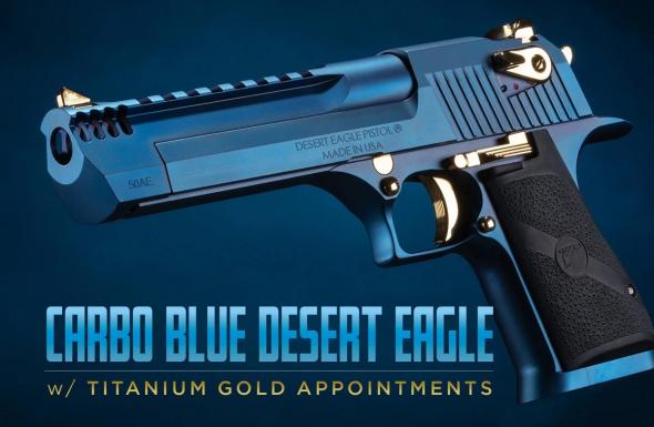 rare brand-new desert eagle mark xix .50 ae  carbo blue with gold accents at crusader firearms