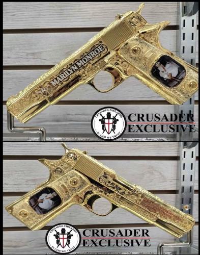 rock island 1911 .45 acp - 24ct gold plated & engraved "marilyn monroe" edition