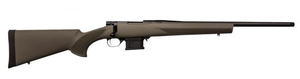 howa 1500 mini action youth 6mm arc 20" black heavy threaded barrel, black drilled & tapped steel receiver, fixed hti green synthetic stock