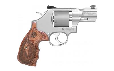 smith & wesson, 986pc, performance center revolver, double action, 9mm, 2.5" custom barrel, matte stainless finish, wood grip, 7rd, unfluted titanium...