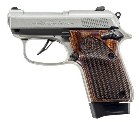 beretta, tomcat 30x, inox, semi automatic, 32 acp, 2.4" barrel, silver finish, wood grips, fixed sights, 8 round capacity