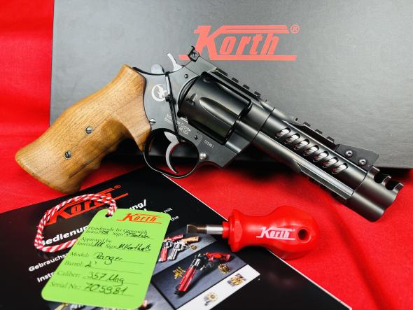 korth ranger 357 magnum revolver 4" black barrel 6 round walnut grip