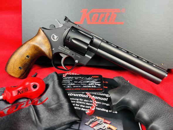 korth mongoose 6" revolver in .357 magnum w/ walnut grip upgrade