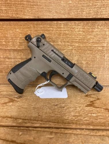 walther p22 q threaded barrel 22 long 3.42in fde/black - 10+1 rounds - flat dark earth/black