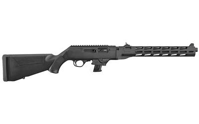 ruger, pc carbine, semi-automatic rifle, 9mm, 16.12" fluted heavy barrel, black finish, synthetic stock, m-lok handguard, adjustable ghost ring rear...