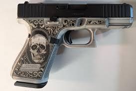 glock 19 gen5 semi auto pistol 9mm custom "macabre" finish by shark coast customs