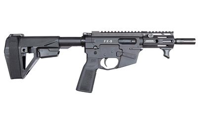 freedom ordnance, fx9 elite, semi-automatic, pistol, 9mm, 4" barrel, flash suppressor, anodized finish, black, sba5 pistol brace, bcm b5 grip &...