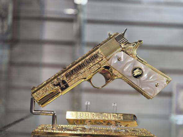colt 1911 45acp "charlie kirk" 24ct gold & engraving #1 of 31 made