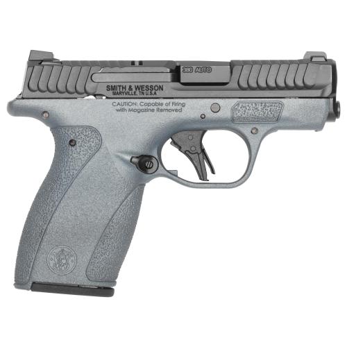 smith & wesson, bodyguard 2.0, 380 acp, 2.75" barrel, titanium blue grip, black slide, no thumb safety, 12 rounds