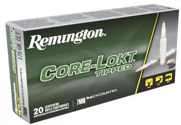 remington ammunition, core-lokt tipped, 7mm backcountry, 175 grain, soft point, 20 per box