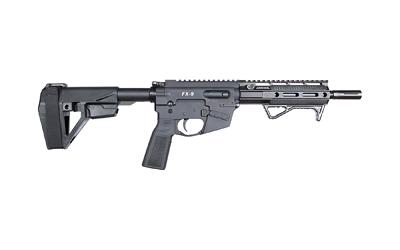 freedom ordnance, fx9 elite, semi-automatic, pistol, 9mm, 8" barrel, flash suppressor, anodized finish, black, sba5 pistol brace, bcm b5 grip &...