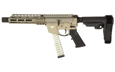 freedom ordnance, fx-9, semi automatic, 9mm, 8" barrel, m-lok handguard, flat dark earth finish, sba3 brace, right hand, 32 round capacity