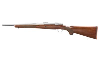 ruger, hawkeye hunter, bolt-action rifle, 243 winchester, 16.6" steel barrel, satin stainless finish, 5/8x24 thread pitch, american walnut stock, 4...