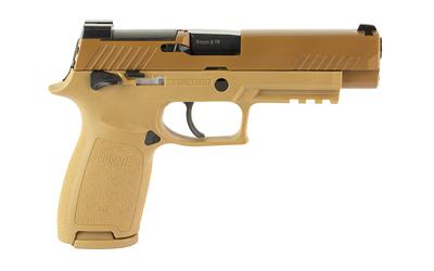 sig sauer, p320-m17, semi automatic, 9mm, 4.7" barrel, coyote tan finish, manual safety, night sights, optic cut, right hand, 21 round capacity