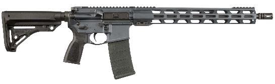 zro delta, zulu2 rifle, 16" black nitride barrel, stone gray cerakote aluminum receiver w/picatinny rail, m-lok handguard, adjustable thril black...