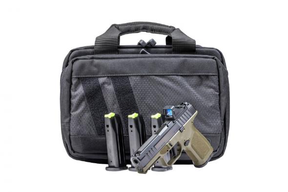 rost martin, rm1c, 9mm, 4" barrel, od green/black, red dot, 4 magazines, 15 rounds