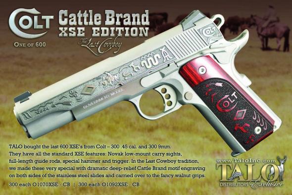 Colt 1911 XSE Gov’t “The Last Cowboy†Cattle Brand TALO Edition 9MM 1 of 300