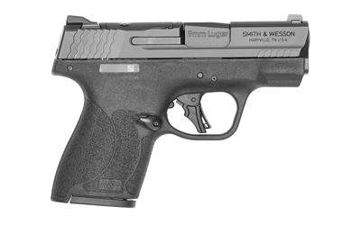 smith & wesson, shield plus, m&p9, micro-compact, 9mm, 3.1" barrel, armornite finish, black, white dot sights, manual thumb safety, flat face trigger...