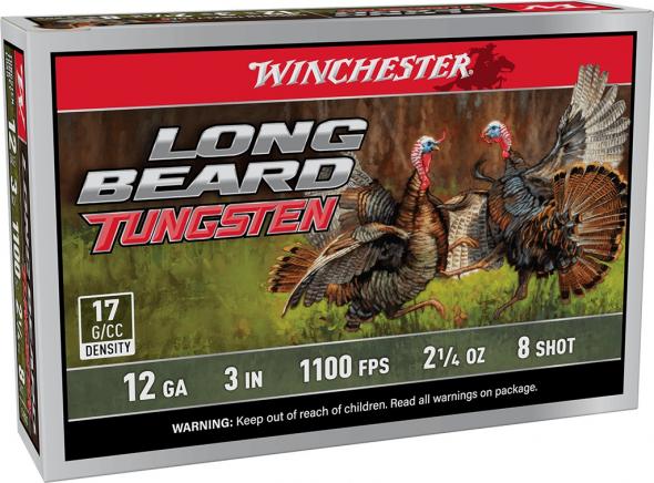 winchester ammo, long beard turkey, 12 gauge, 3", 2-1/4oz, #8 shot, tungsten, 5 round box