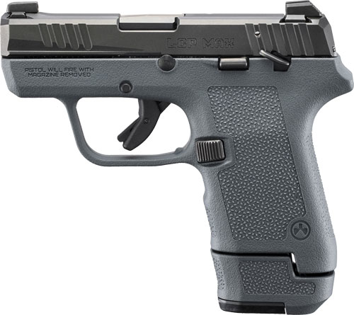 ruger, lcp max, semi automatic, 380 acp, 2.8" barrel, black slide/stealth gray magpul enhanced handgun grip, tritium sights, thumb safety, 13 and 10...