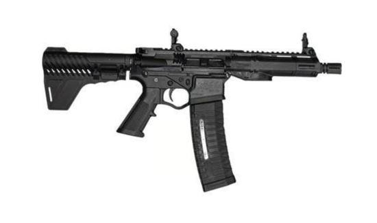 ati, alpha maxx, semi automatic, 5.56 nato, 7.5" barrel, black finish, m-lok handguard, blade bracer, right hand, 60 round capacity